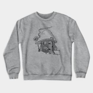 Mushroom Hut, Cottagecore Aesthetic, Adventure for Vintage Mycology and Gardening Lovers Crewneck Sweatshirt